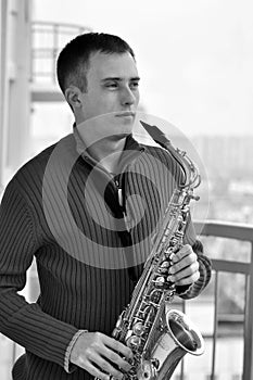 Man with saxophone