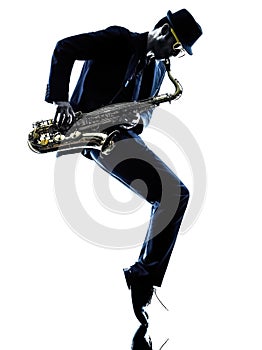 Man saxophonist playing saxophone player photo