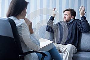 Man with schizophrenia during psychotherapy