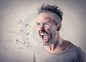 Man screaming out loud photo