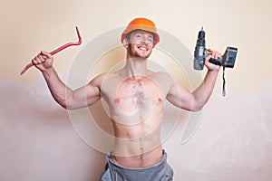 Man with a screwdriver and crowbar