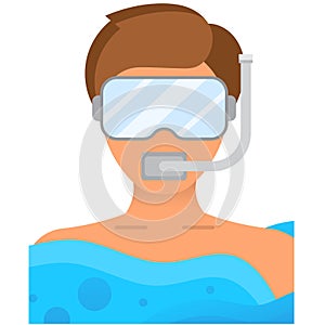 Man scuba diver snorkeling with mask vector icon