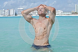 man in sea