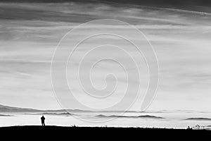 Man and sea of fog