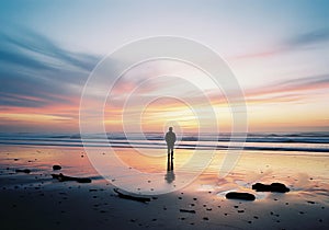A man by the sea at sunset