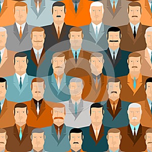 Man seamless pattern. People vintage colors. Office workers.