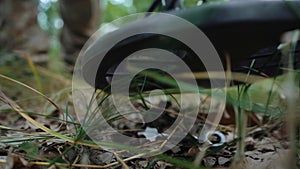 Man searches for metal with a metal detector