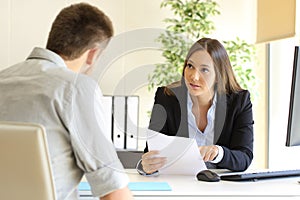 Man searching job during an interview photo
