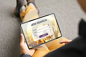 Man searching for job online