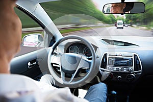 Man In Self Driving Car