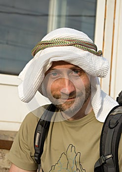 Man in self-made kaffiyeh photo