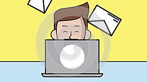 Man sending emails HD animation