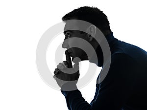 Man serious thinking pensive silhouette portrait