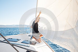 Man setting sail on his boat