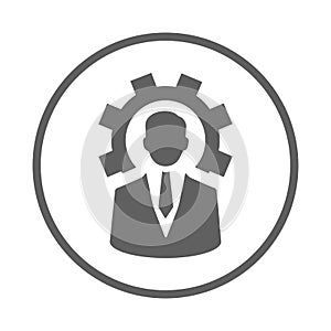 Man, setting, settings, gear icon. Gray vector design