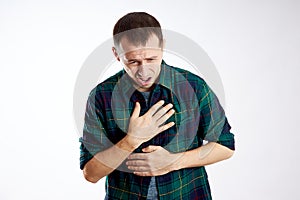 Man severe chest pain, poor health, illness