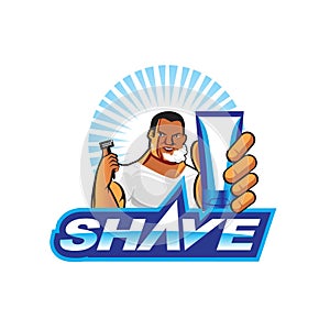 Man shaving, advertisement vector illustration