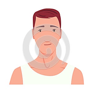Man shaving. Male character grooming, does personal skincare routine. Cleansed and treated his face action. Flat vector photo