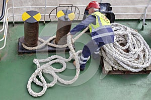 Man on ship letting loose