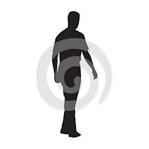 Man in shirt and trousers walking, vector silhouette