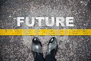 Man shoes with future text