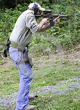 Man Shooting Carbine