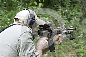 Man Shooting Carbine