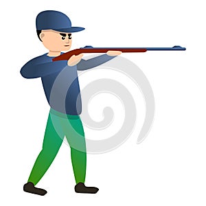 Man shooting rifle icon, cartoon style