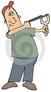 Man Shooting A Slingshot
