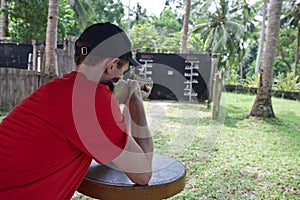 Man shooting target with rifle