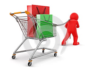 Man with Shopping Basket (clipping path included)