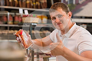 Man shopping at the supermarket