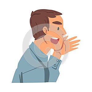 Man Shouting Expressing her Protest, Male Person Expressing Disagreement or Disapproval Emotions Cartoon Vector