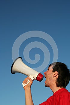 Man Shouting Through Megaphone