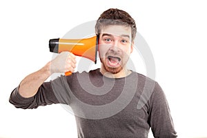 Man shouting through megaphone