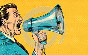 Man Shouting Through Megaphone - Pop Art Style