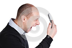 Man shouting at the mobile phone