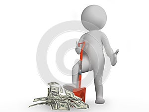 Man with shovel and money