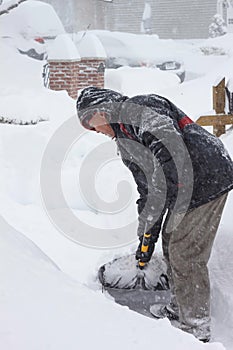 Man Shovel Snow Blizzard VA Winter