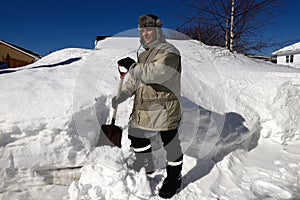 Man shoveling snow