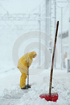 Man shoveling snow