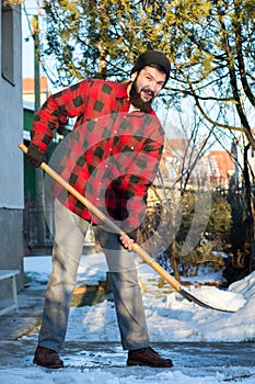 Man shoveling snow