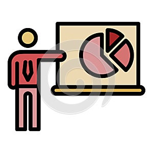 Man show pie graph icon color outline vector