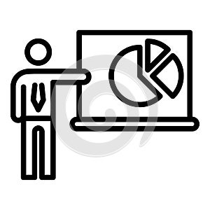 Man show pie graph icon, outline style
