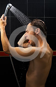 Man in a shower