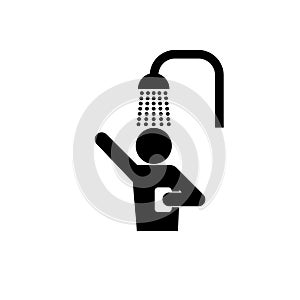 Man showering icon on white background. Shower sign