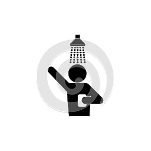 Man showering icon on white background. Shower sign