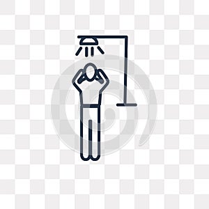 Man Showering vector icon isolated on transparent background, li