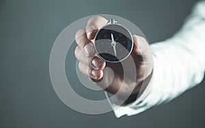 Man showing compass. Business concept