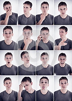 Man showing different emotions or expressions